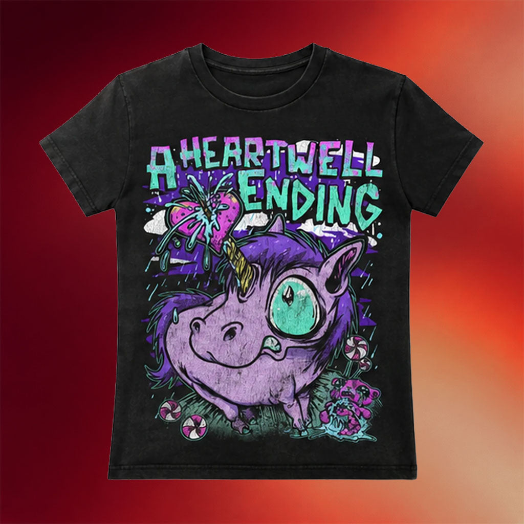 A Heartwell Ending Merch 2026 Unicorn T-Shirt Black Gifts For A Rock Music Lover - Merchluma