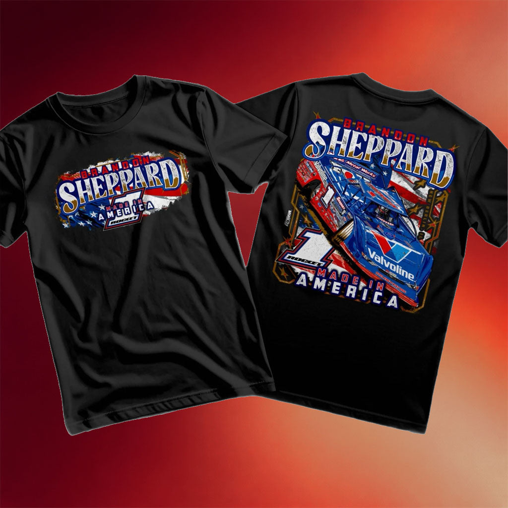 Brandon Sheppard Merch 2026 BSheep X Rocket1 Made In America T-Shirt Racing Fan Gear Gifts - Merchluma