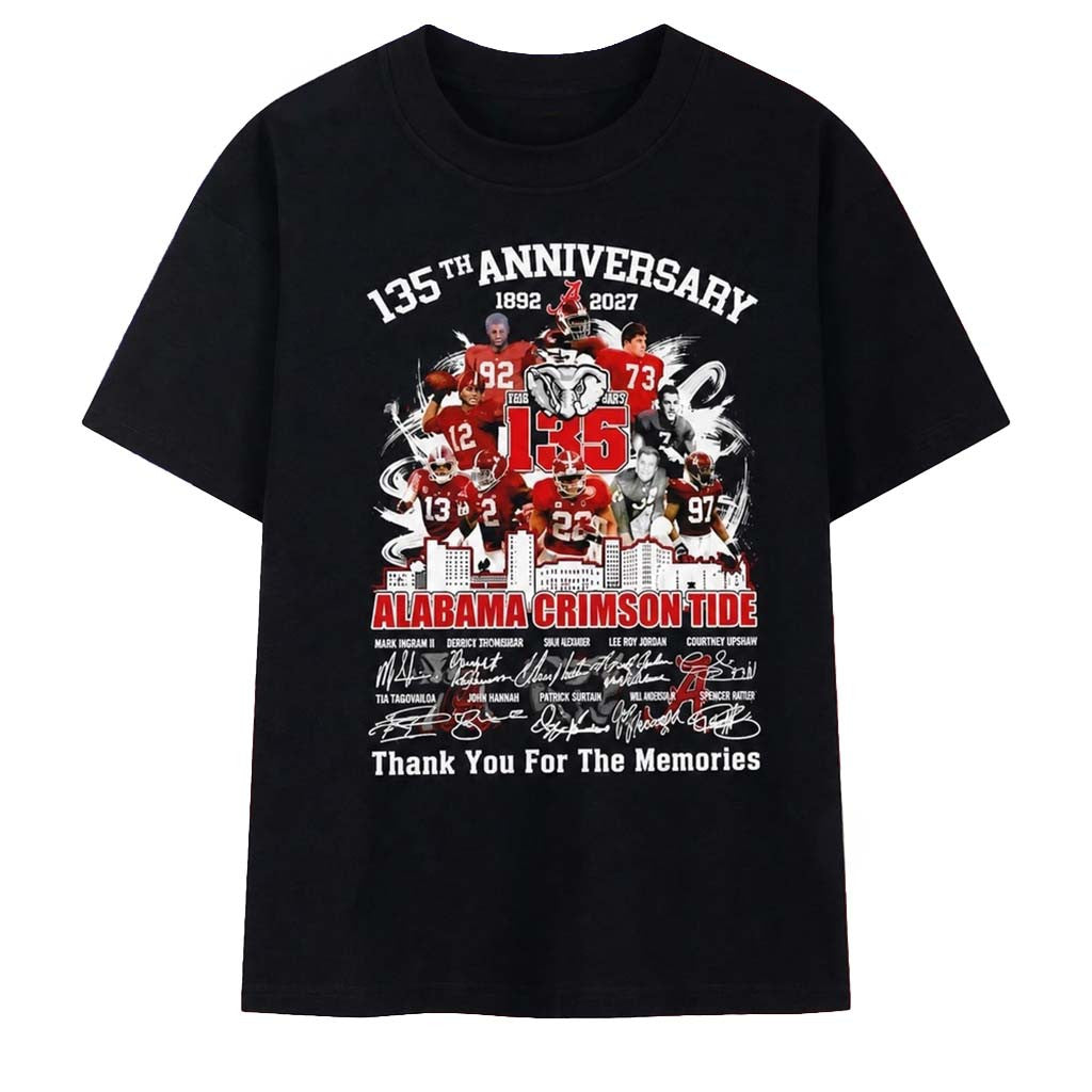 Alabama Crimson Tide 135th Anniversary Thank You For The Memories Signature T-Shirt Fan Merch - Merchluma