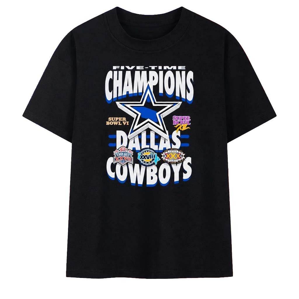 Dallas Cowboys Five Time Champions Super Bowl Legacy T-Shirt Dallas Cowboys Merch Fan Gifts - Merchluma