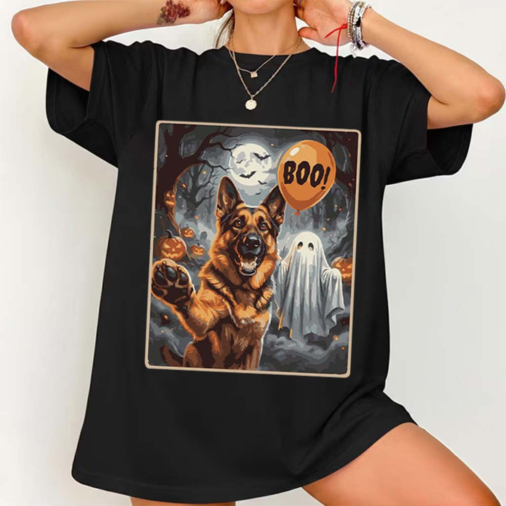 German Shepherd Halloween Ghost Selfie Boo Dog T-Shirt Gift For German Shepherd Lovers - Merchluma