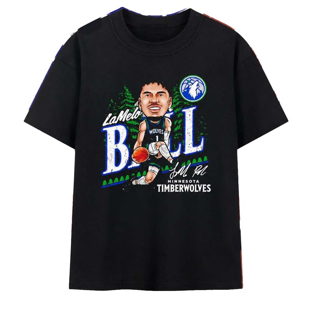 LaMelo Ball Minnesota Timberwolves Caricature Signature T-Shirt LaMelo Ball Merch Fan Gifts - Merchluma