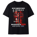 Never Underestimate A Woman Who Believes In Jesus And Loves Indiana Fever T-Shirt Fan Apparel - Merchluma