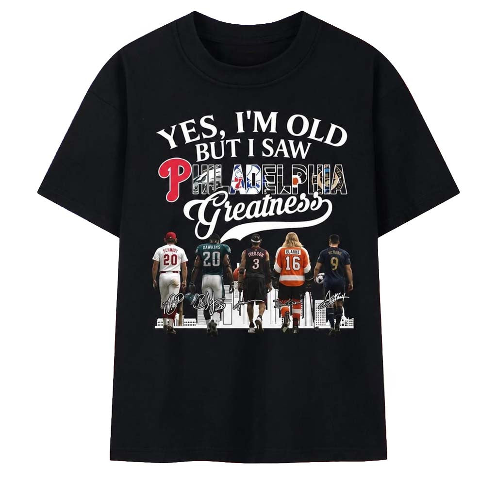 Philadelphia Sports Greatness Legends Signatures Vintage T-Shirt Philadelphia Pride Merch Gifts - Merchluma