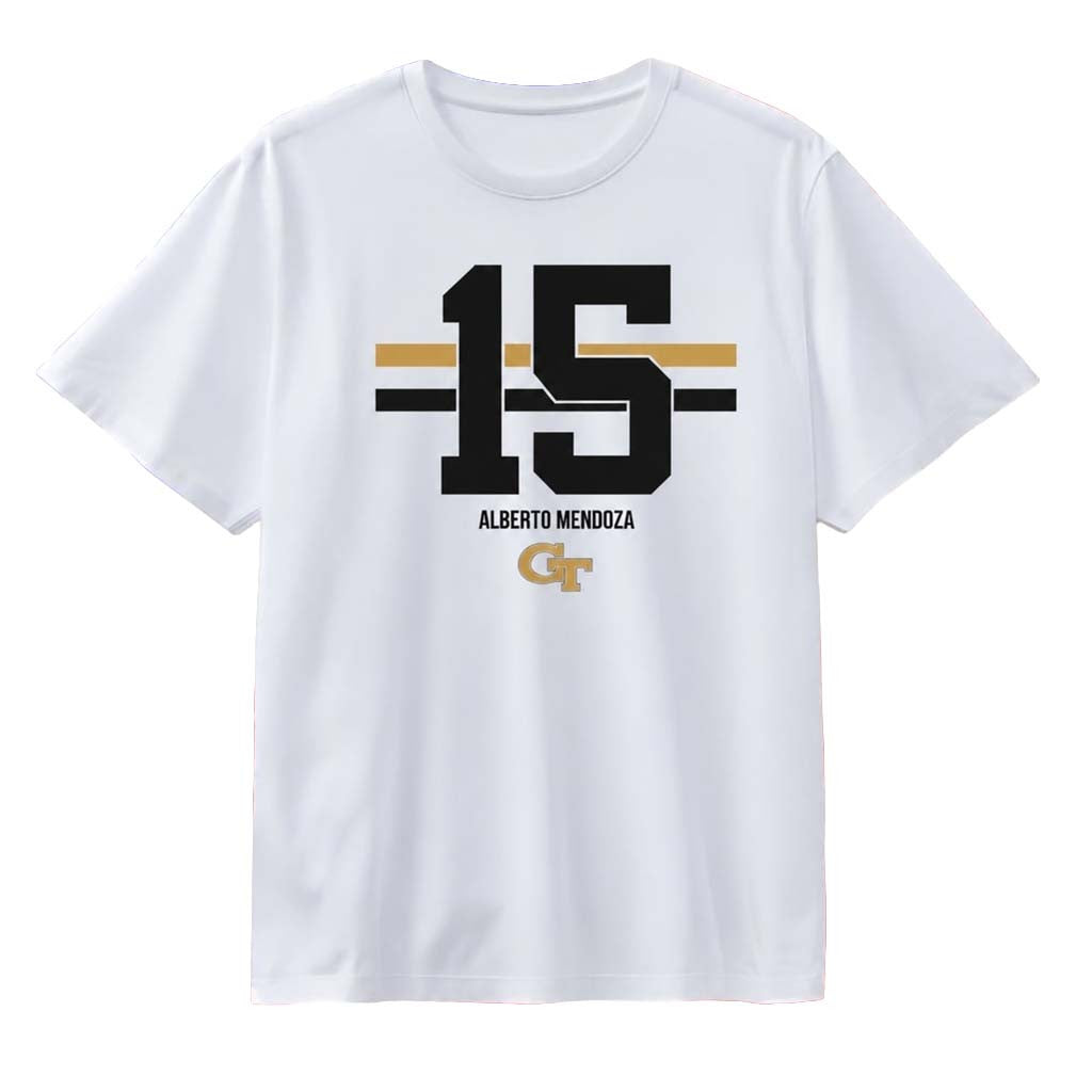 Alberto Mendoza #15 Georgia Tech Yellow Jackets T-Shirt Alberto Mendoza Merch Football Fan Gear - Merchluma
