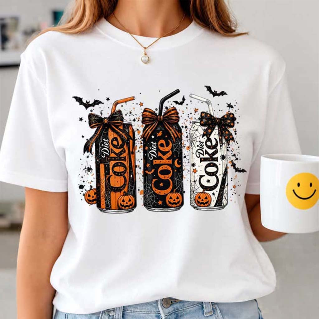 Diet Coke Spooky Soda Can Coquette Bow T-Shirt Cute Halloween Shirt Gift For Sisters - Merchluma
