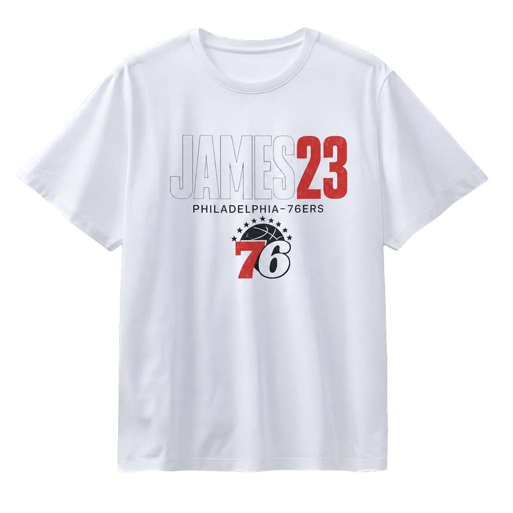 James 23 Philadelphia 76ers Distressed T-Shirt 2026 76ers Merch Present For Basketball Fans - Merchluma