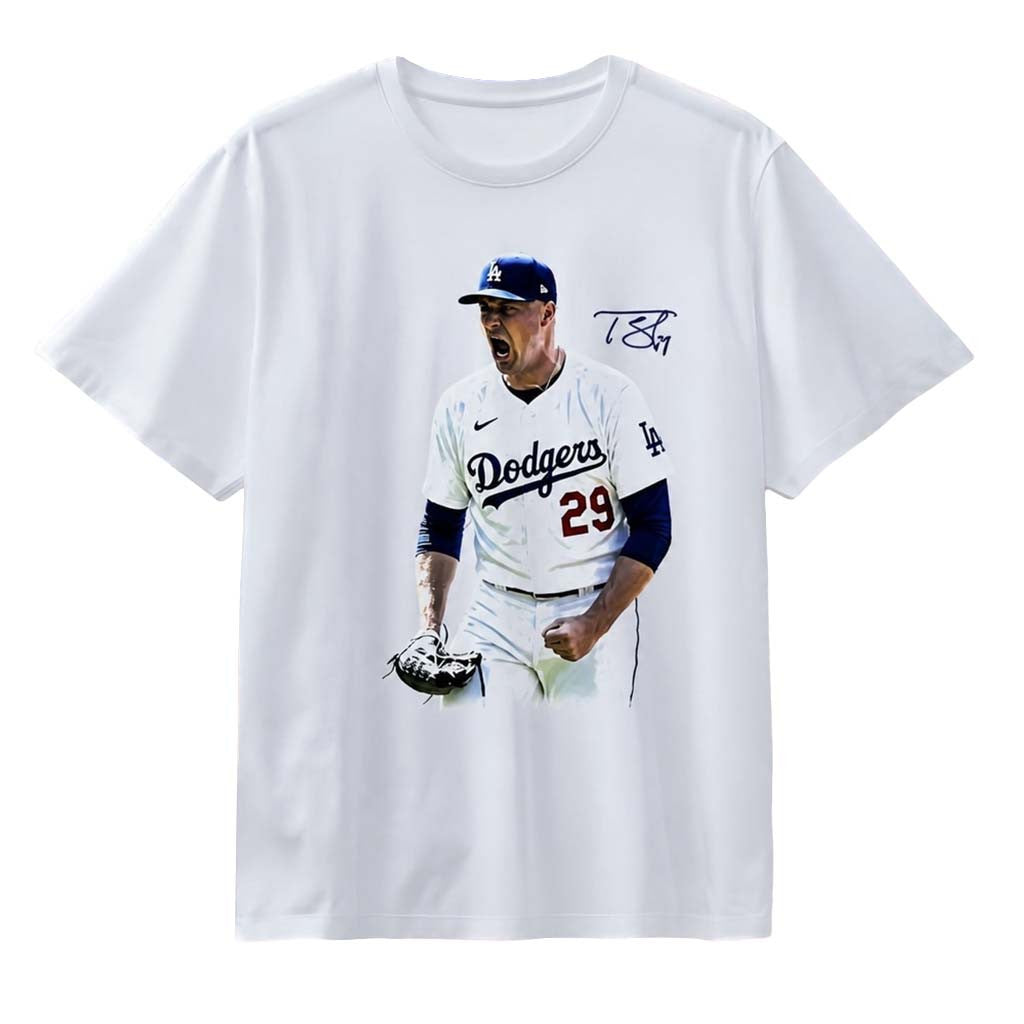 Tyler Glasnow #29 Los Angeles Dodgers Signature T-Shirt LA Dodgers Merch Baseball Fan Apparel - Merchluma