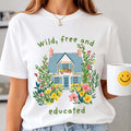 Wild Free And Educated T-Shirt Homeschool Moms Club Shirt Present For Mama - Merchluma