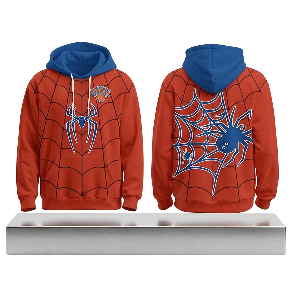 Knicks x Spider Man Hoodie New York Knicks Merch Best Gift For A Basketball Fan - Merchluma