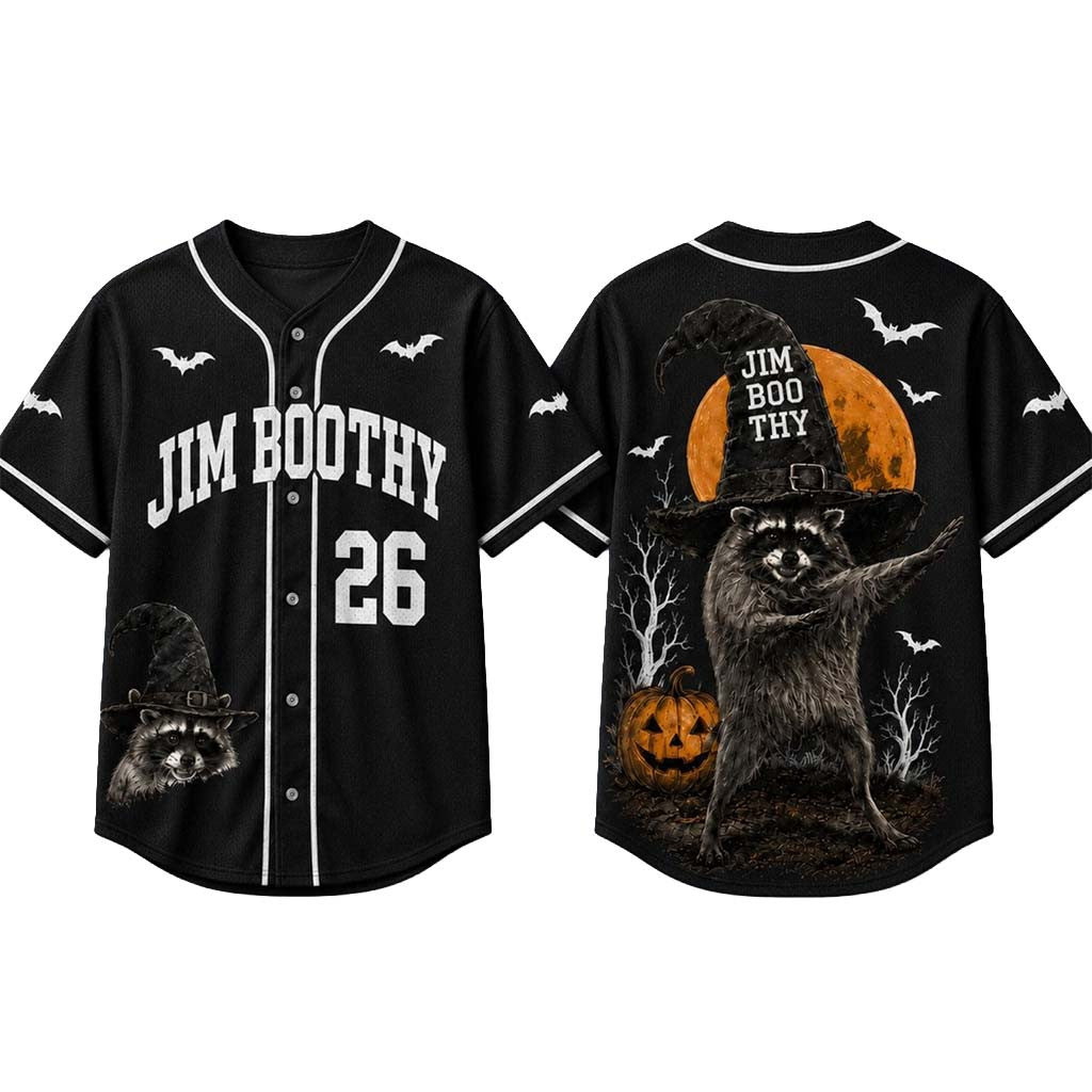 Personalized Jim-Boo-Thy Halloween Baseball Jersey Funny Raccoon Apparel Halloween Gifts - Merchluma