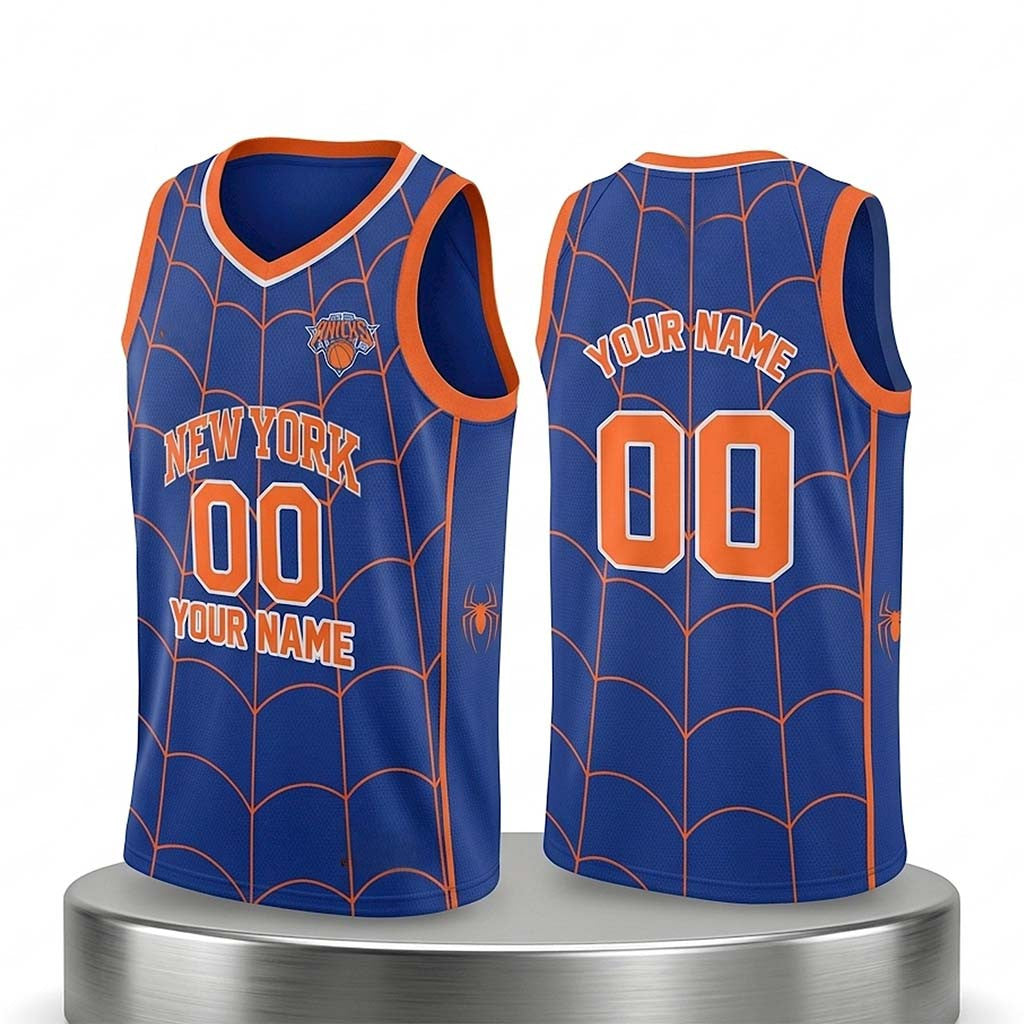 Personalized Knicks x Spider Man Basketball Jersey New York Knicks Merch Gifts For Son - Merchluma