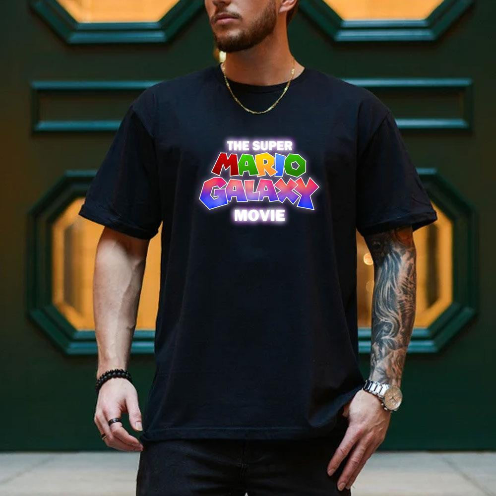 The Super Mario Galaxy Movie Merch 2026 Logo T-Shirt Black Birthday Gift For Son - Merchluma