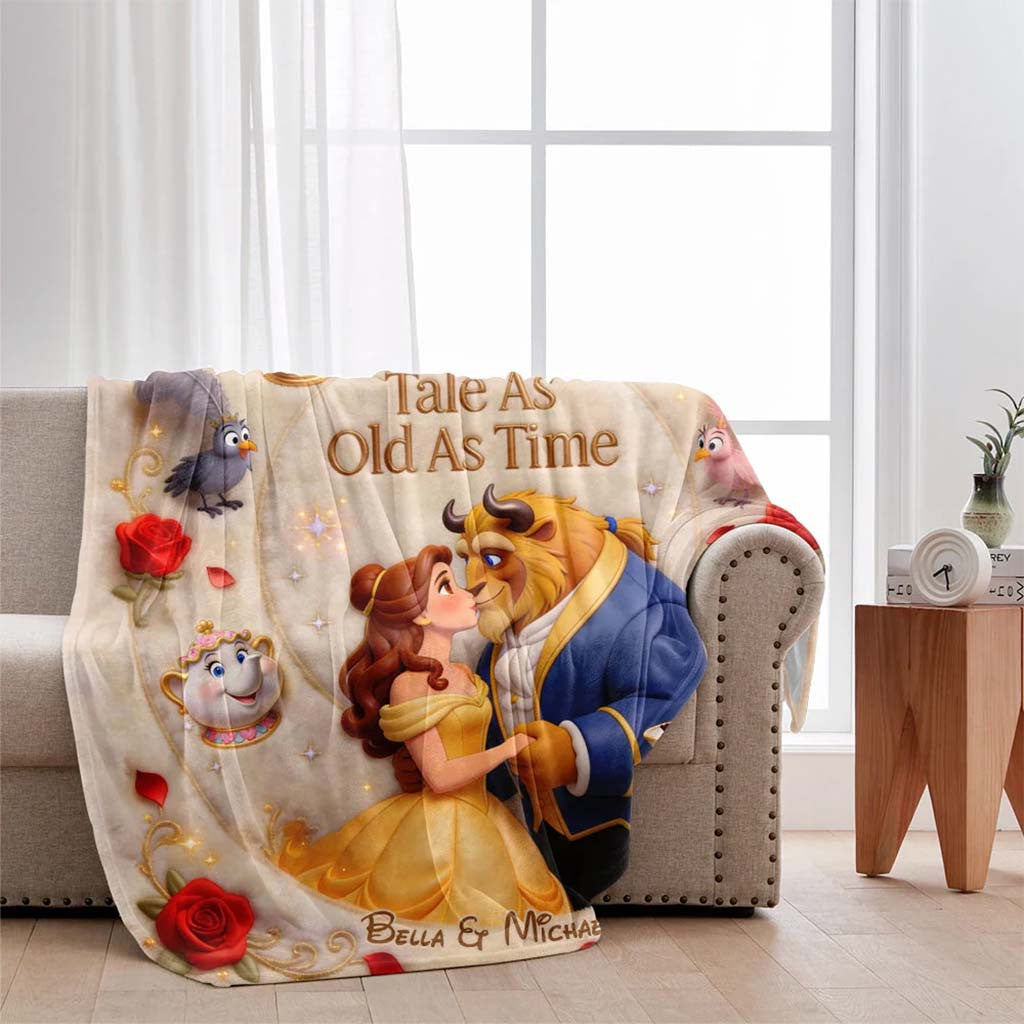 Personalized Beauty And The Beast Tale As Old As Time Blanket Best Gifts For Couple' - Merchluma