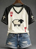 He Left The 99 Playing Card Inspired Faith V-Neck Shirt Faith Wear Clothing Christ Gifts - Merchluma