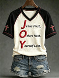 Jesus First Others Next Yourself Last V-Neck Shirt Faith Based Slogan Clothing Christ Gift - Merchluma