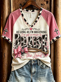 As Long As I'm Breathing I've Got A Reason To Praise The Lord Western V-Neck Shirt Christ Gifts - Merchluma