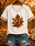Autumn Art Jesus V-Neck T-Shirt Faith Hope Love Faith Clothes Online Gifts For Christian Women - Merchluma