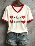 Broken Heart Plus God Equals Healed Heart V-Neck Shirt Christian Healing Merch Religious Gifts - Merchluma