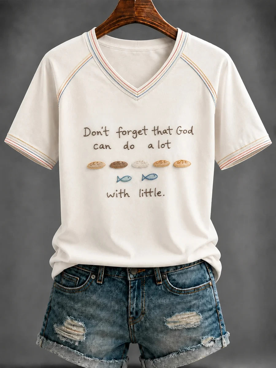 Don't Forget That God Can Do A Lot With Little V-Neck T-Shirt Christian Gifts For Friend - Merchluma