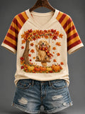 Golden Retriever Fall V-Neck Shirt Autumn Vibes Clothing Gift For Golden Retriever Lover - Merchluma