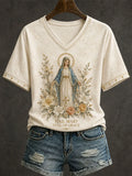 Hail Mary Full Of Grace V-Neck Shirt Faith Inspired Clothing Religious Gifts For Her - Merchluma