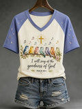 I Will Sing Of The Goodness Of God Birds V-Neck Shirt Cool Christian Apparel Present For Her - Merchluma