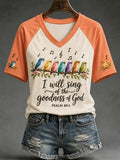 I Will Sing Of The Goodness Of God Birds V-Neck T-Shirt Bible Verse Apparel Christian Gifts - Merchluma