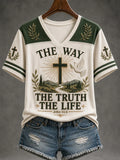 The Way The Truth The Life V-Neck Shirt Scripture Clothing Religious Gifts For Mom - Merchluma