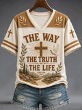 The Way The Truth The Life V-Neck T-Shirt Faith Based Clothing Stores Religious Gift Ideas - Merchluma