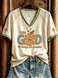 With God All Things Are Possible V-Neck Shirt Love In Faith Apparel Unique Christian Gifts - Merchluma