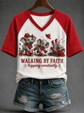 Elephant Walking By Faith Tripping Constantly V-Neck Shirt Cute Animal Shirt Gift For Christian - Merchluma