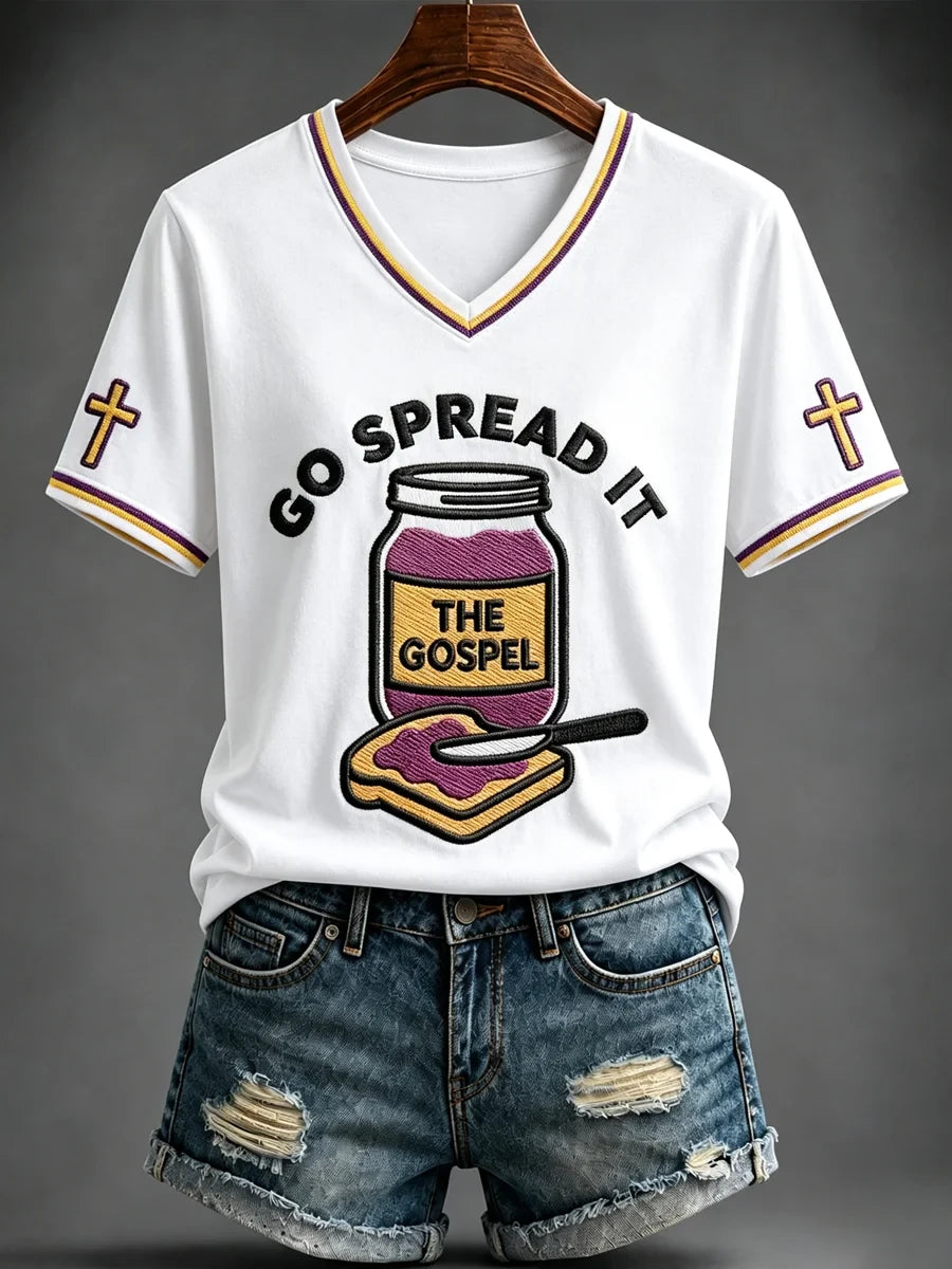 Go Spread It The Gospel V-Neck Shirt Faith Based Clothing Lines Religious Gifts For Mom - Merchluma