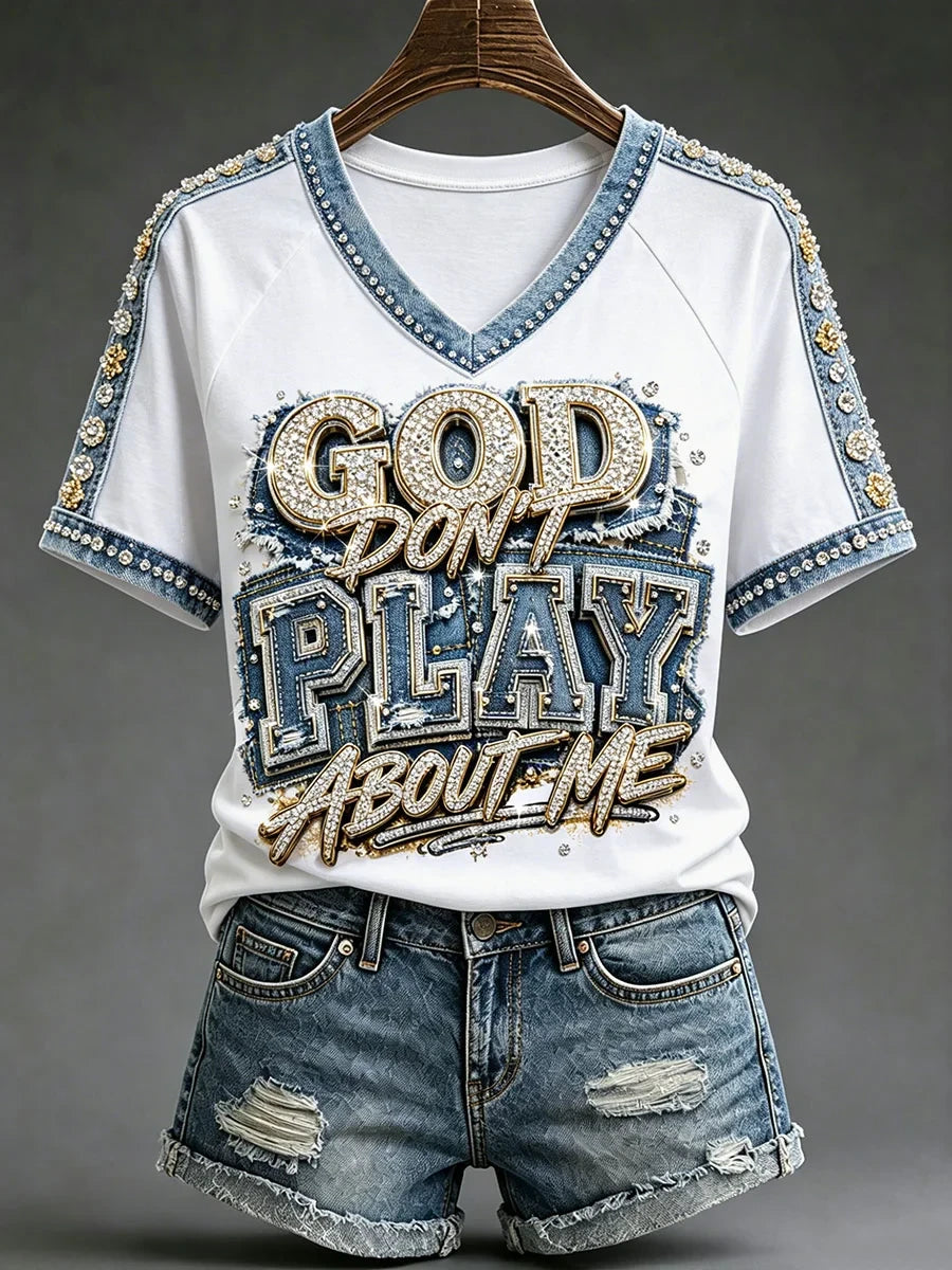 God Don't Play About Me V-Neck Shirt Faith Clothes Shop Presents For Christians - Merchluma