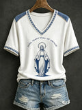 Hail Mary Full Of Grace V-Neck Shirt Faith And Love Clothing Gifts For Religious - Merchluma