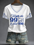 He Left The 99 To Find Me V-Neck Shirt Scripture Clothing Christian Gifts For Ladies - Merchluma