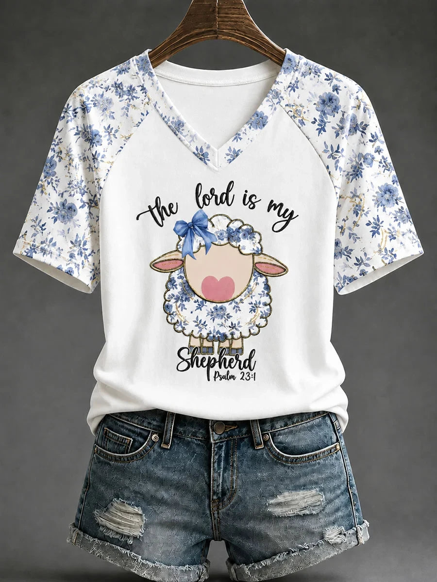 The Lord Is My Shepherd V-Neck Shirt Bible Verse Clothing Good Christian Gifts For Her - Merchluma