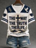 The Way The Truth The Life V-Neck Shirt Bible Verse Clothing Faith Based Gifts - Merchluma