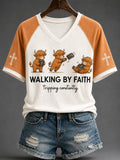 Walking By Faith Tripping Constantly V-Neck Shirt Christian Faith Shirts Bible Verse On Gift - Merchluma