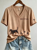 Walk By Faith Dachshund Dog And Paw V-Neck Shirt Cool Christian Apparel Sausage Dog Lover Gifts - Merchluma