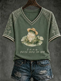 Christian Fully Rely On God Frog V-Neck Shirt Faith Apparel Gifts For Church Members - Merchluma