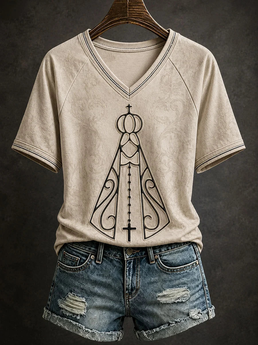 Christian Art V-Neck Shirt Faith Inspired Clothing Gifts For Religious Woman - Merchluma