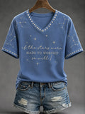 If The Stars Were Made To Worship So Will I V-Neck Shirt Psalm 148 Bible Clothing Faith Gifts - Merchluma
