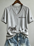 Walk By Faith Schnauzer Dog And Paw V-Neck Shirt Elevated Faith Apparel Schnauzer Lover Gifts' - Merchluma