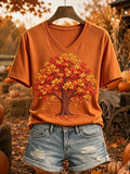 Fall Tree Cozy V-Neck Shirt Best Autumn Clothes Birthday Gift Ideas For Mom - Merchluma