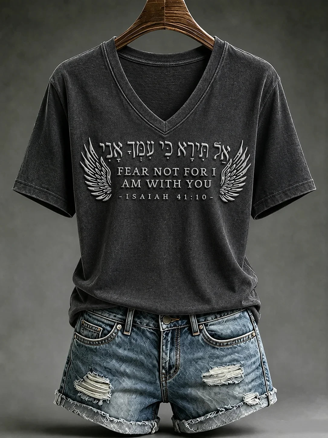 Fear Not For I Am With You V-Neck Shirt Christianity Clothing Faith Based Gift For Mom - Merchluma