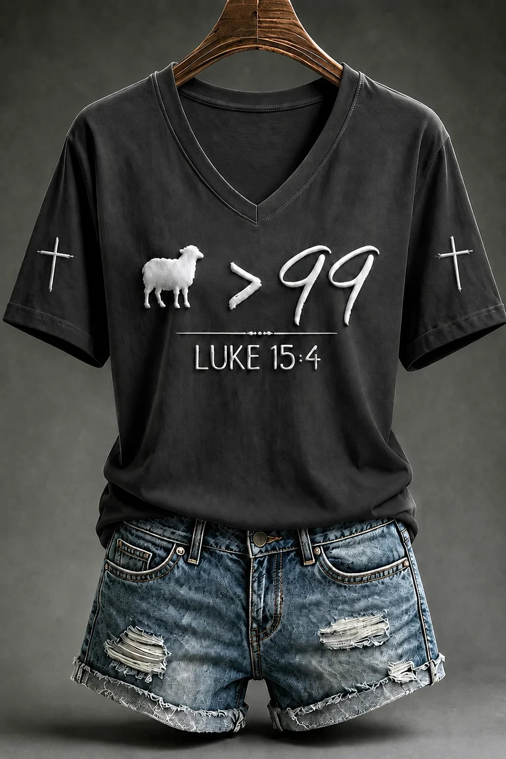 Luke 15 4 Bible V-Neck Shirt Leave The 99 Sheep Christian Clothing Religious Christian Gifts - Merchluma