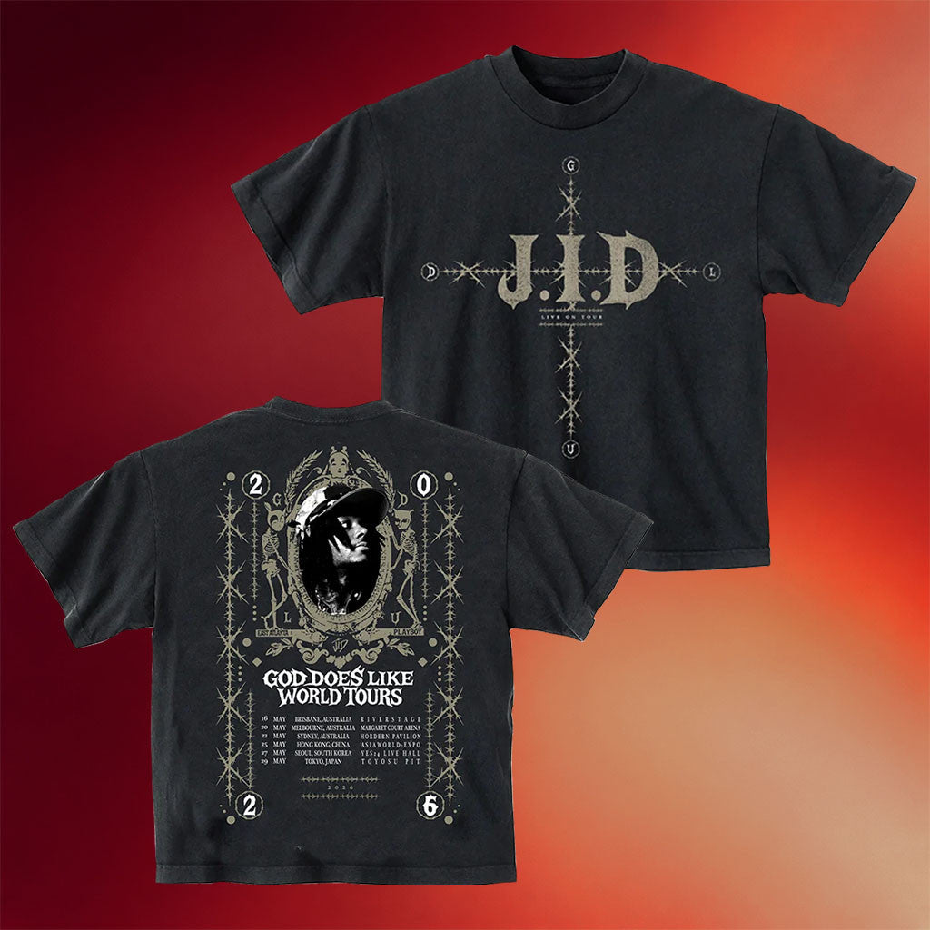 JID Merch 2026 God Does Like World Tour T-Shirt JID AU NZ Tour Shirt Gift For Rap Lovers - Merchluma