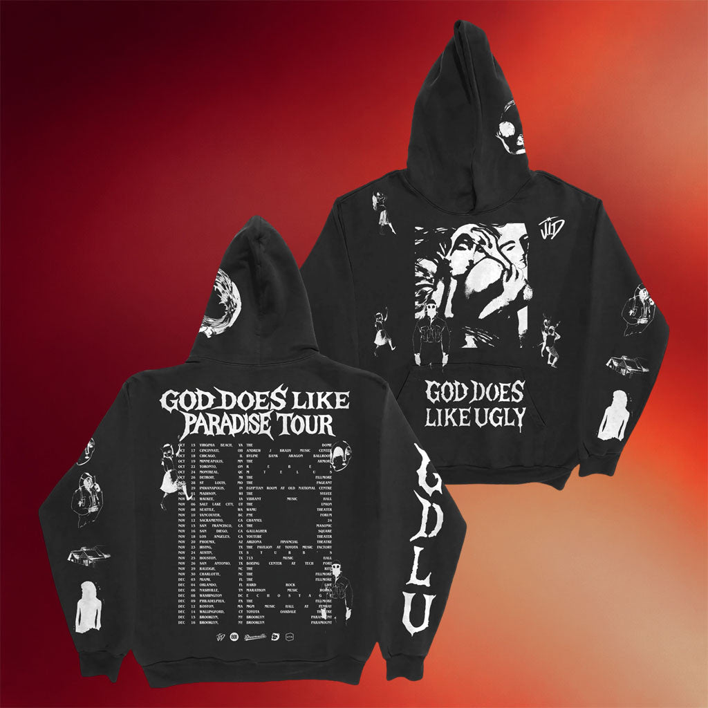 JID Merch 2026 GDLU North American Tour Hoodie God Does Like Paradise Tour Hoodie Fan Gifts - Merchluma
