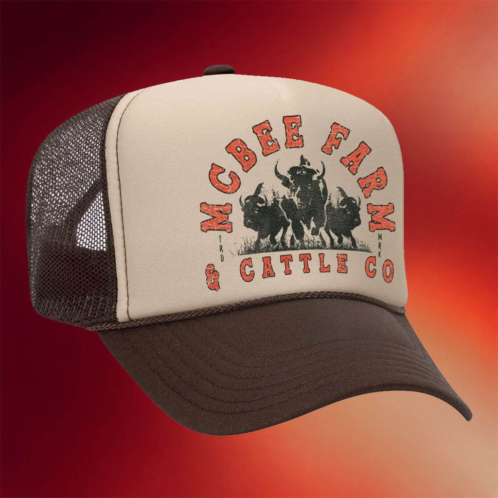 MCBEE Farms Merch 2026 Bison Stampede Foam Trucker Hat Birthday Gift For Husband - Merchluma